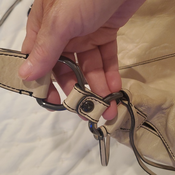 Cream HOBO Bag with Crescent Shape and Metal Hardware (24) - Picture 7 of 14